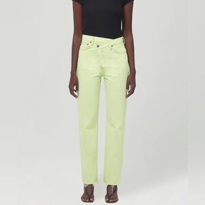 AGOLDE criss-cross straight jeans Parakeet Lime Size 27